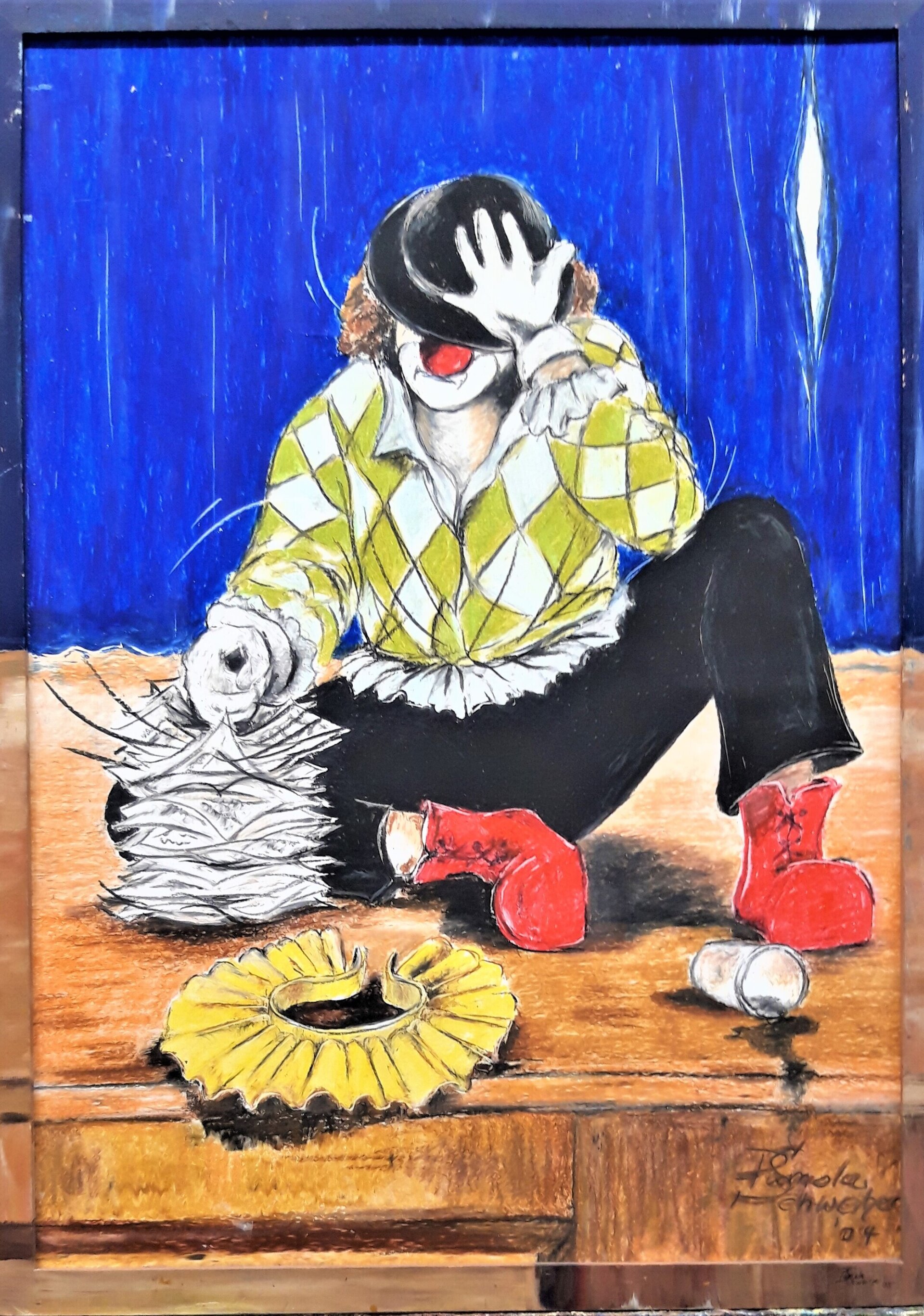 Freier Clown auf seinem Weg